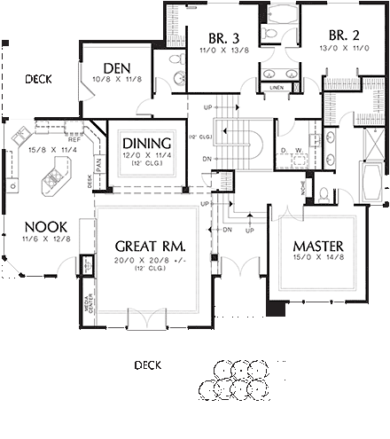 Coastal, Contemporary, Prairie House Plan 81264 with 3 Beds, 3 Baths, 2 Car Garage First Level Plan