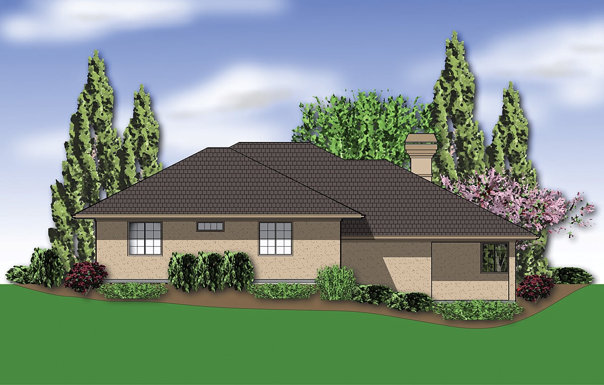 Coastal Contemporary Prairie Style Rear Elevation of Plan 81264