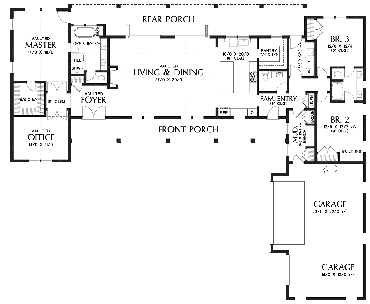 Country Craftsman Farmhouse Level One of Plan 81268