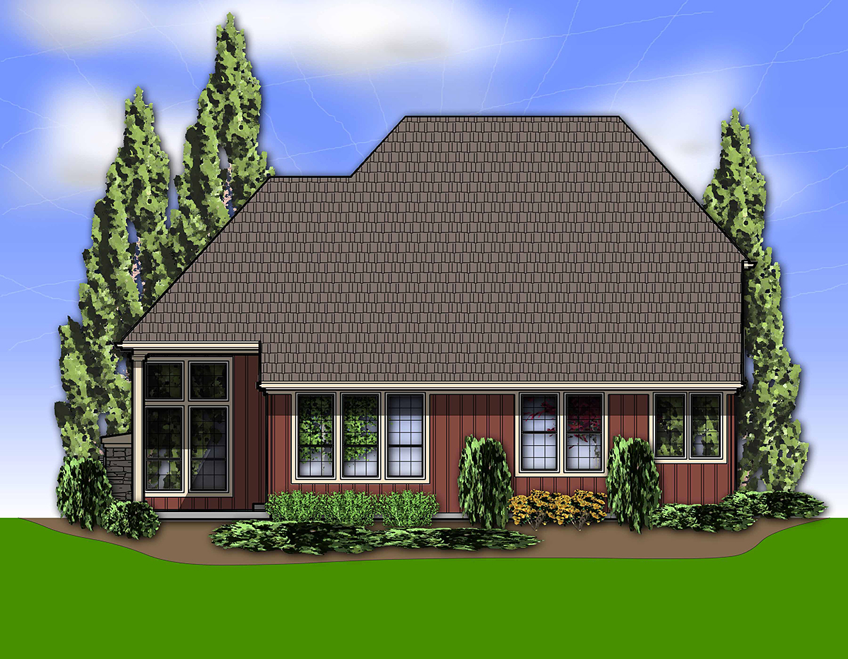 Craftsman Traditional Rear Elevation of Plan 81269