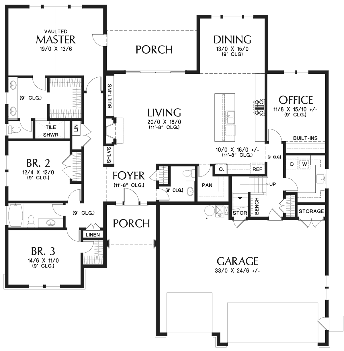 Bungalow Craftsman Ranch Traditional Level One of Plan 81273