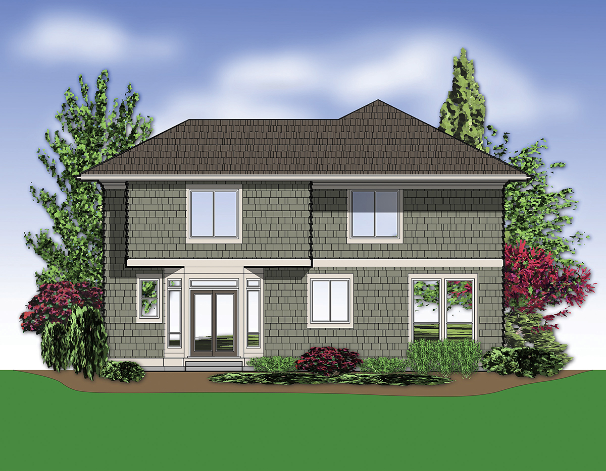 Coastal Contemporary Rear Elevation of Plan 81274