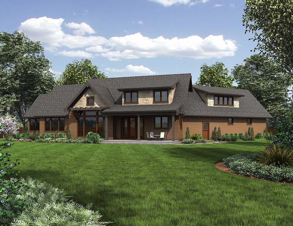 Bungalow Craftsman Ranch Tuscan Rear Elevation of Plan 81275