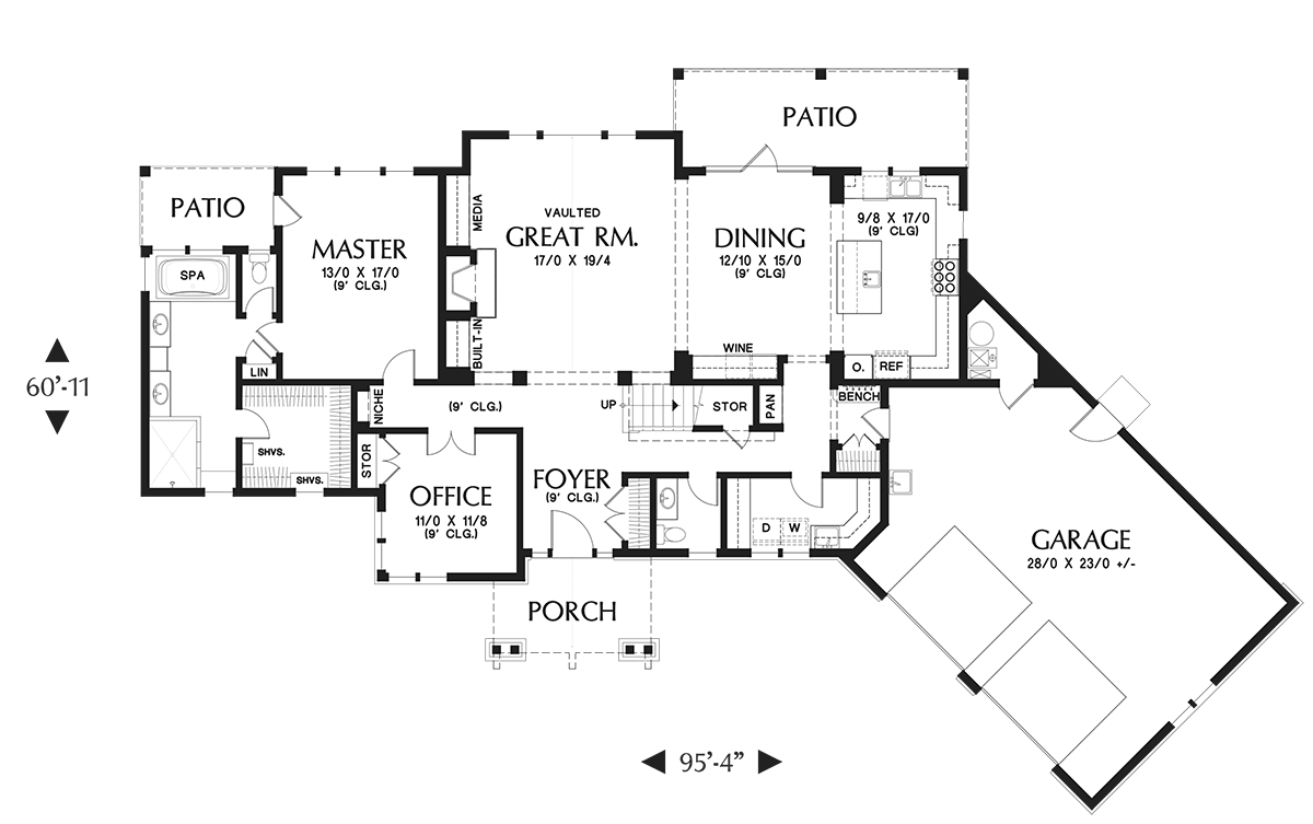 Bungalow, Craftsman, Tuscan House Plan 81278 with 3 Beds, 3 Baths, 2 Car Garage Level One