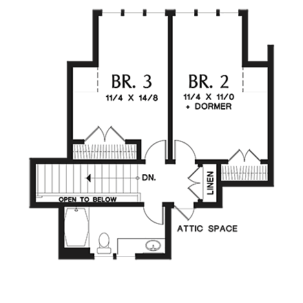 Bungalow, Craftsman, Tuscan House Plan 81278 with 3 Beds, 3 Baths, 2 Car Garage Second Level Plan