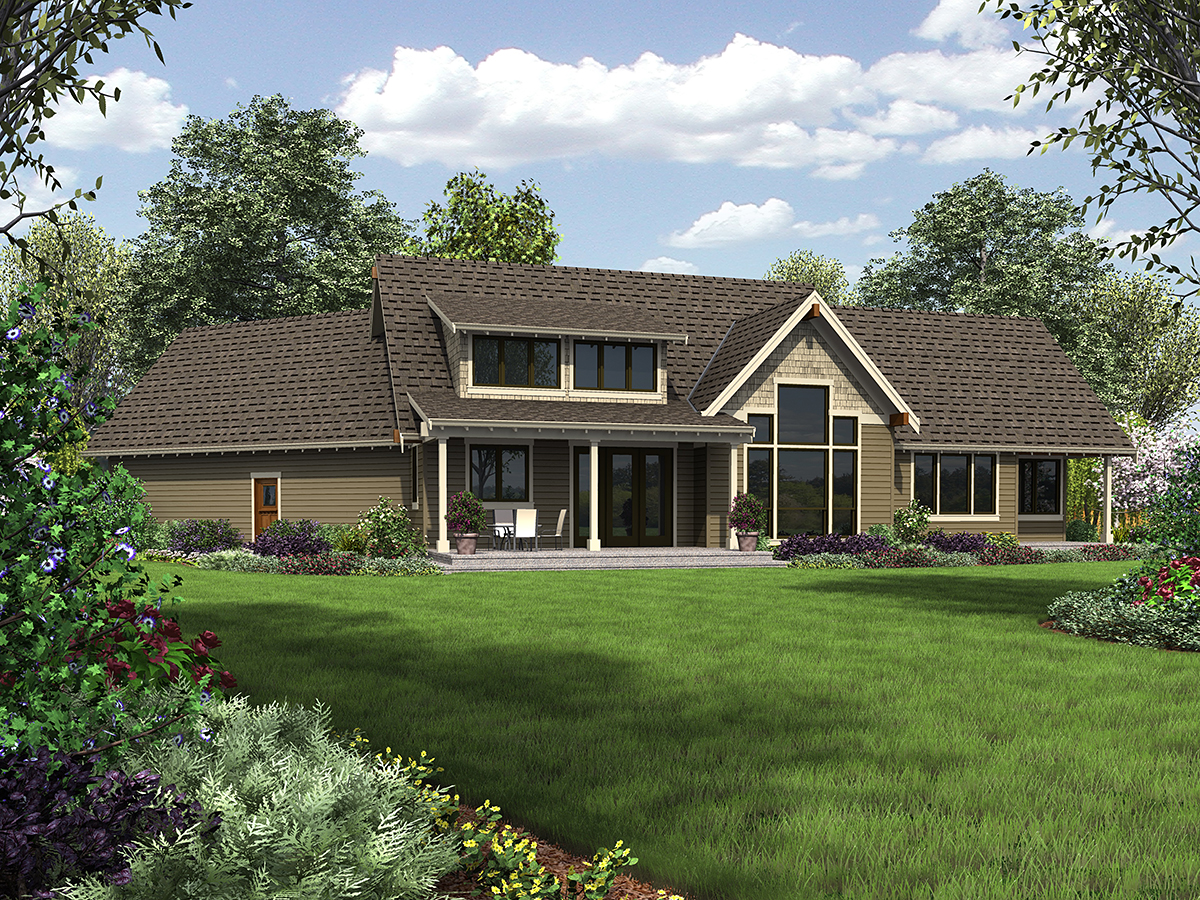 Bungalow Craftsman Tuscan Rear Elevation of Plan 81278