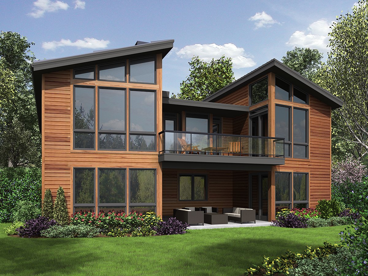 Contemporary Modern Rear Elevation of Plan 81287