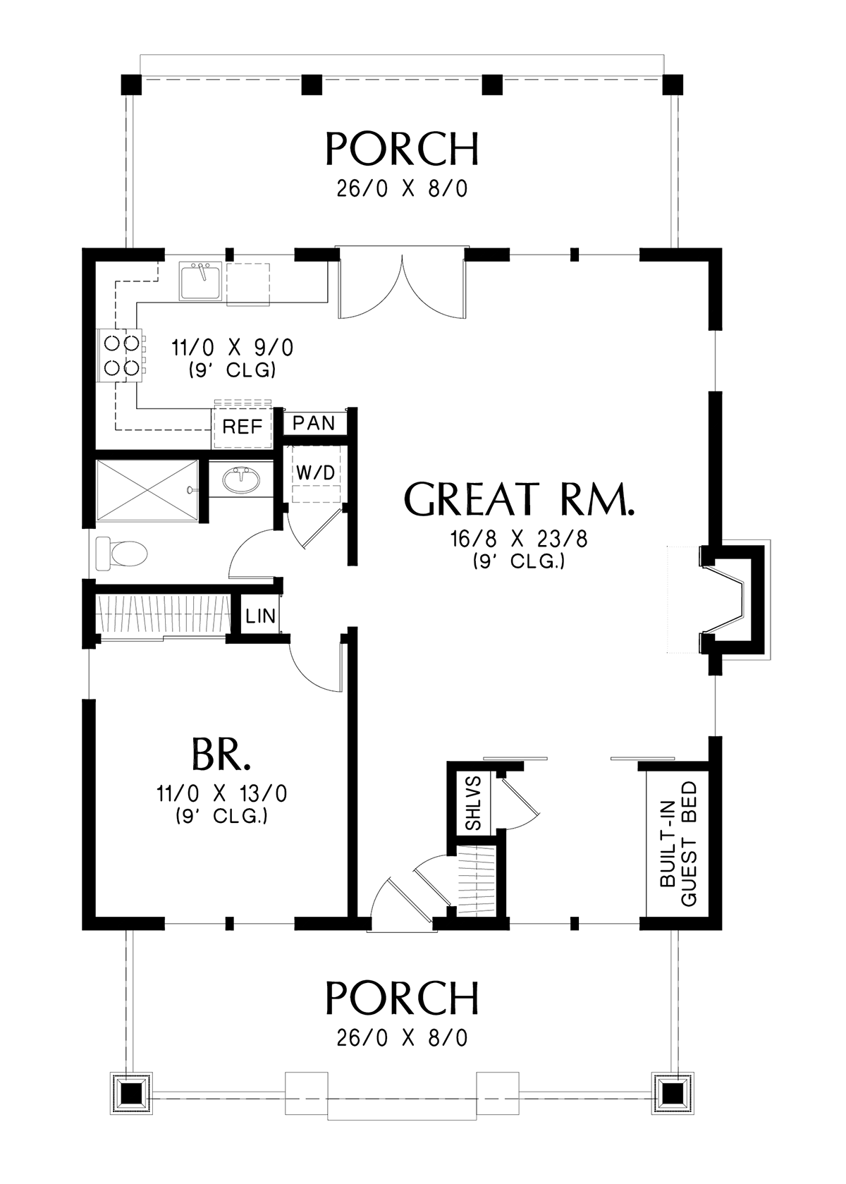 Bungalow Cottage Craftsman Narrow Lot Level One of Plan 81289