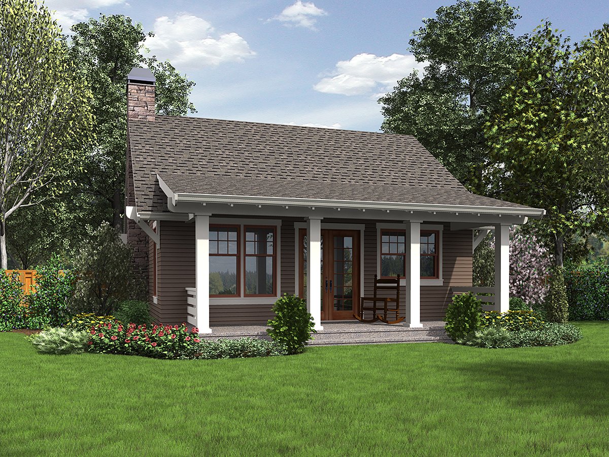 Bungalow Cottage Craftsman Narrow Lot Rear Elevation of Plan 81289