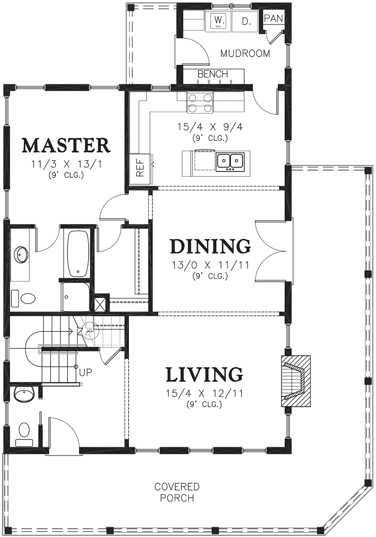 Cabin Cottage Country Narrow Lot Level One of Plan 81290