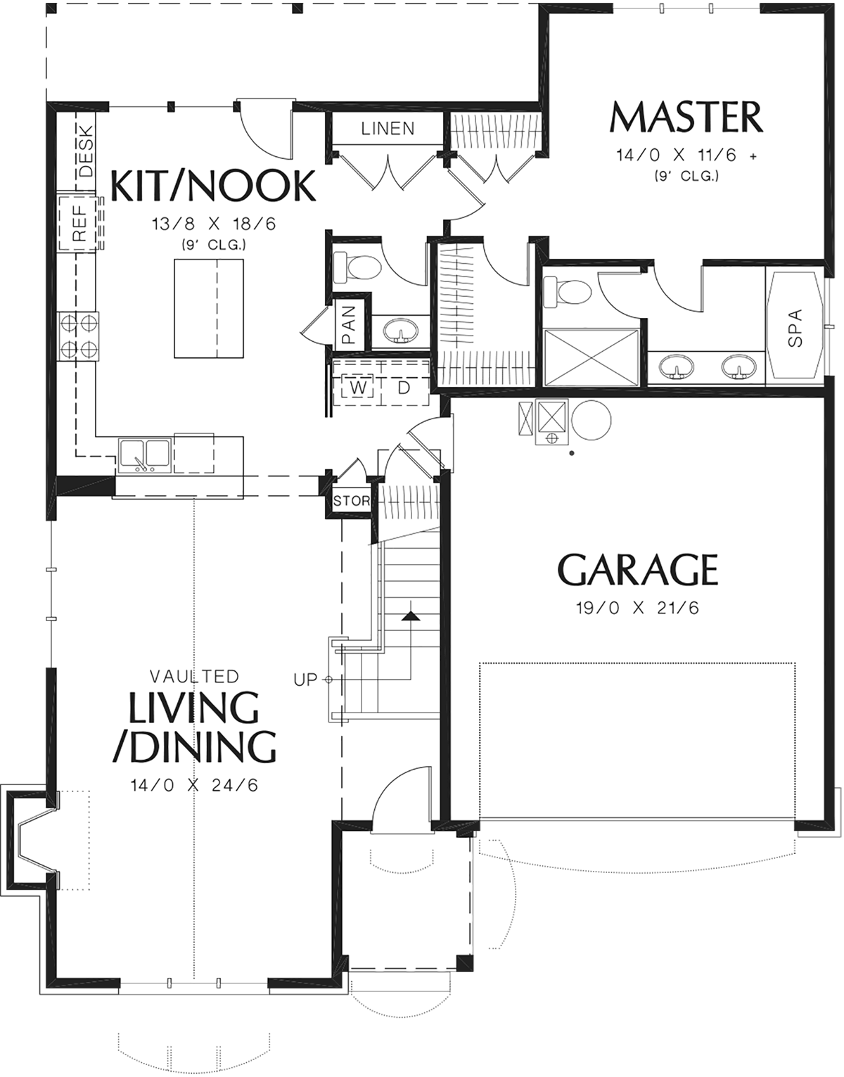 Cottage Narrow Lot Tudor Level One of Plan 81291