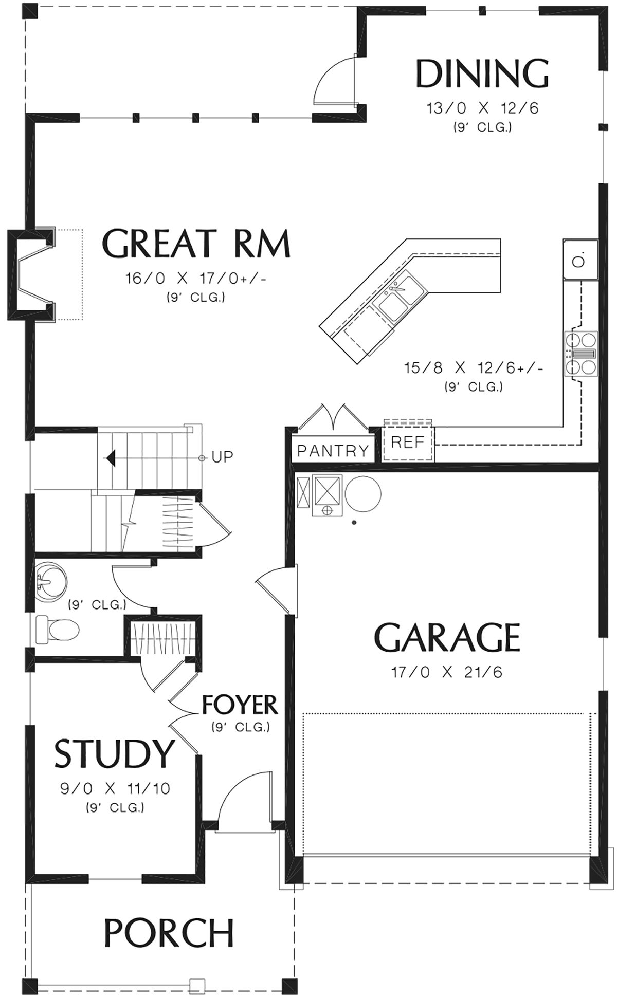 Bungalow Cottage Craftsman Narrow Lot Level One of Plan 81294