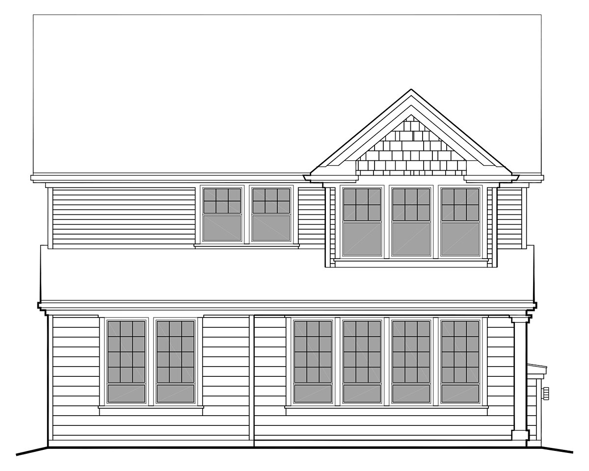 Bungalow Cottage Craftsman Narrow Lot Rear Elevation of Plan 81294