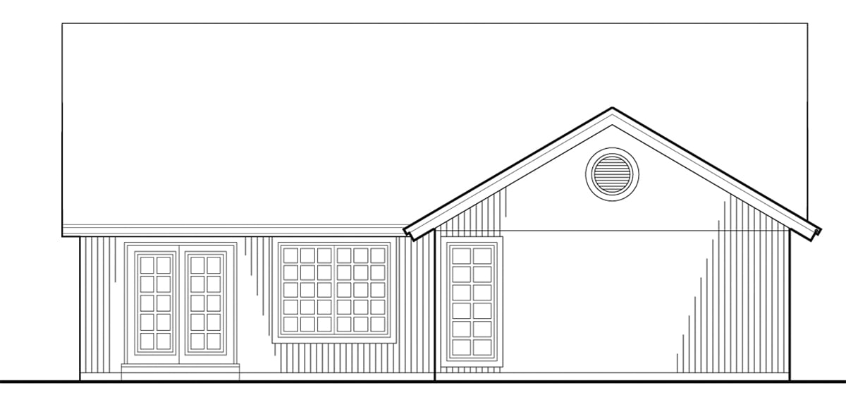 Bungalow Narrow Lot Rear Elevation of Plan 81299