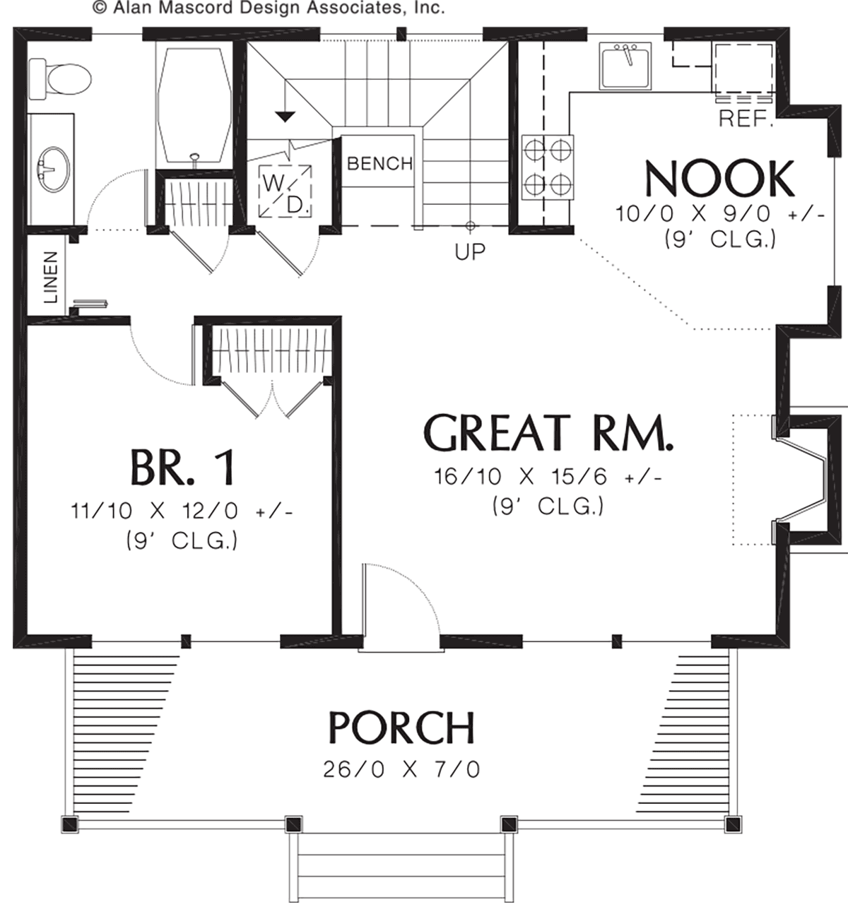 Bungalow Cabin Cottage Country Level One of Plan 81303