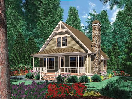 Bungalow Cabin Cottage Country Elevation of Plan 81303