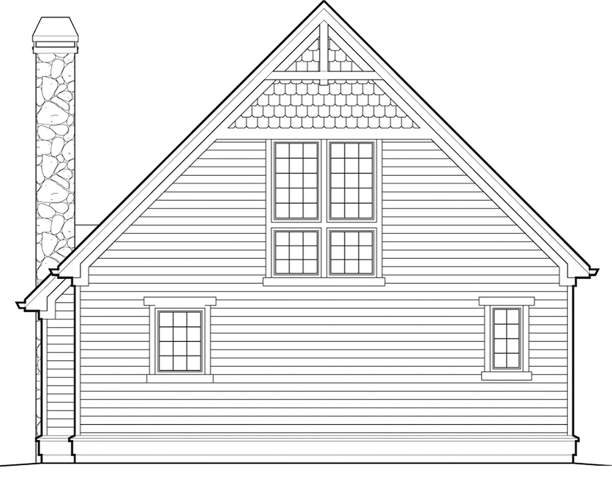 Bungalow Cabin Cottage Country Rear Elevation of Plan 81303