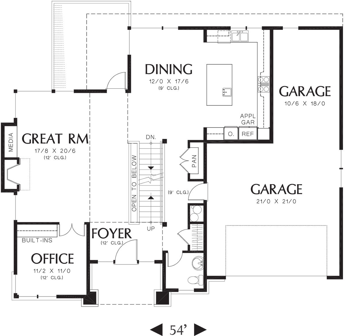 Contemporary Prairie Style Level One of Plan 81305