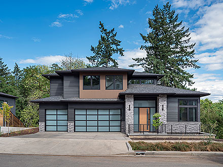 Contemporary Prairie Style Elevation of Plan 81305