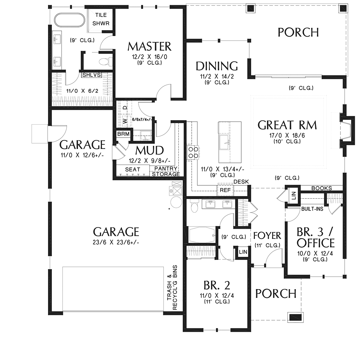 Prairie Style Ranch Level One of Plan 81312
