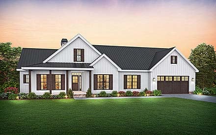 Craftsman Farmhouse New American Style Elevation of Plan 81321