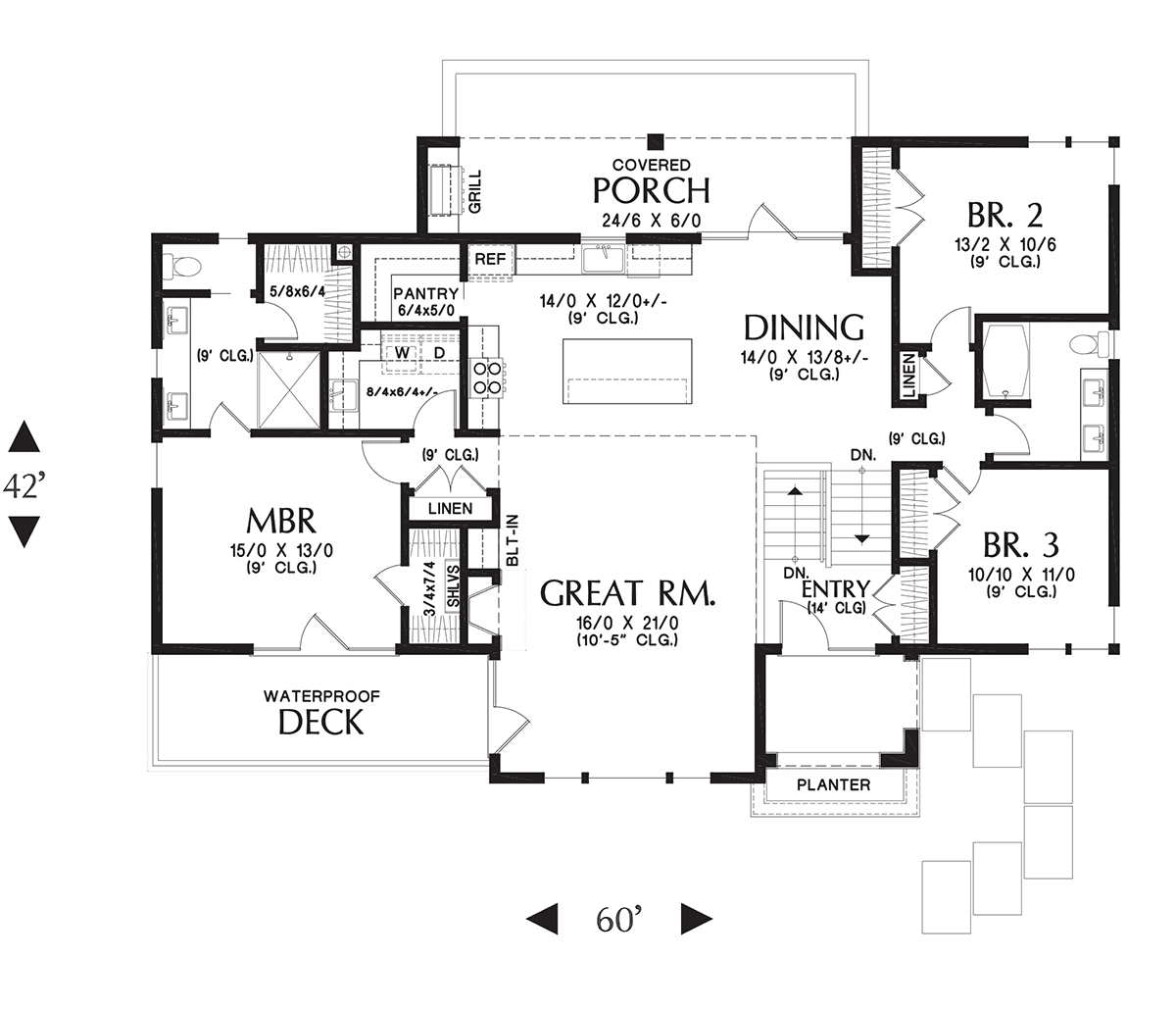 Contemporary Prairie Style Level One of Plan 81324