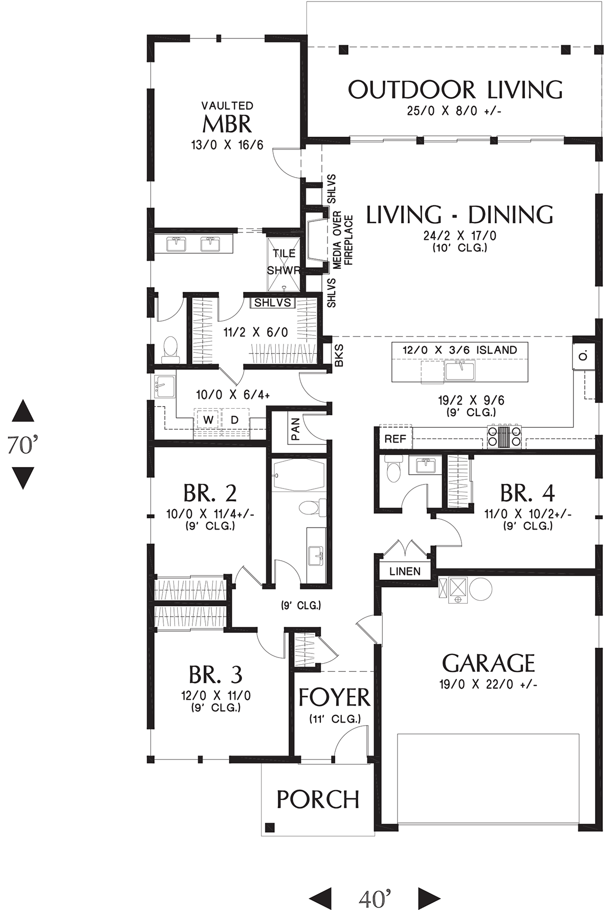 Contemporary Ranch Level One of Plan 81325