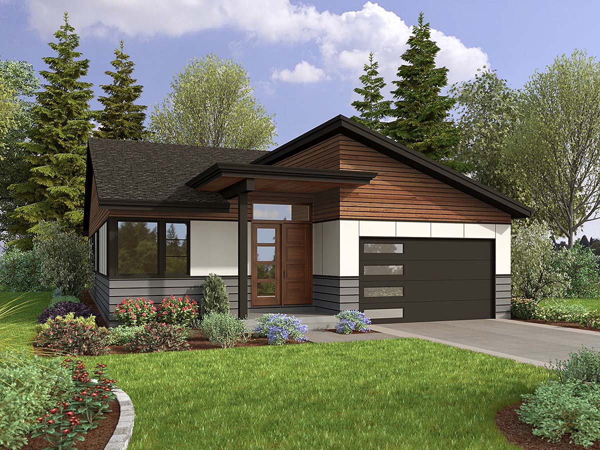 Contemporary, Ranch Plan with 2009 Sq. Ft., 4 Bedrooms, 3 Bathrooms, 2 Car Garage Elevation