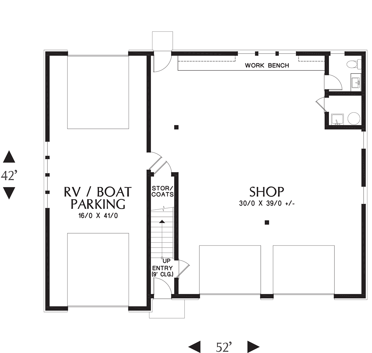 Craftsman Garage-Living Plan 81326 with 2 Beds, 2 Baths, 5 Car Garage Level One