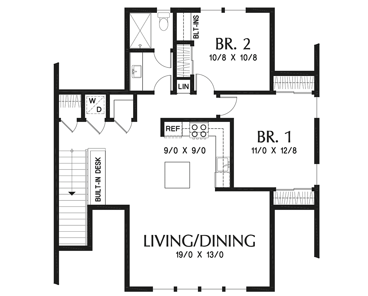 Craftsman Garage-Living Plan 81326 with 2 Beds, 2 Baths, 5 Car Garage Level Two
