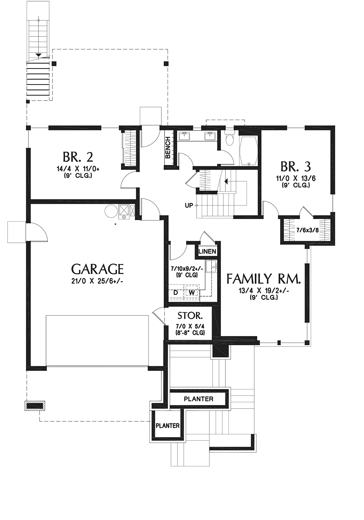 Contemporary Modern Lower Level of Plan 81331