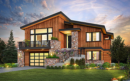Contemporary Modern Elevation of Plan 81331
