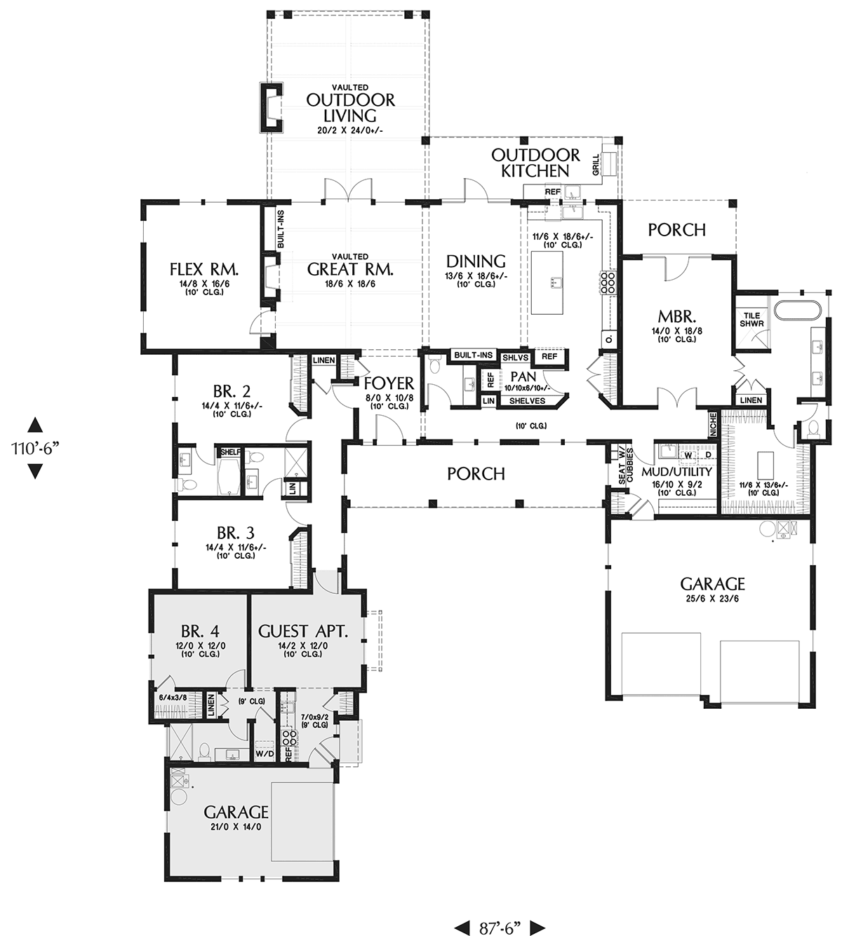 Farmhouse Ranch Level One of Plan 81334