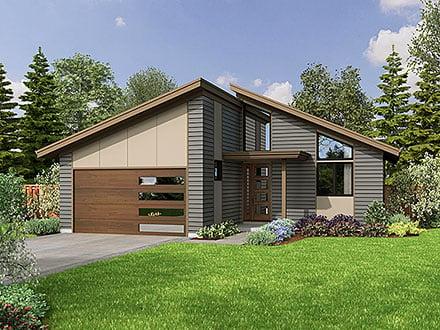 Contemporary Ranch Elevation of Plan 81337