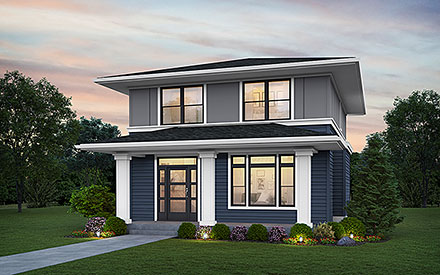 Contemporary Prairie Style Elevation of Plan 81339