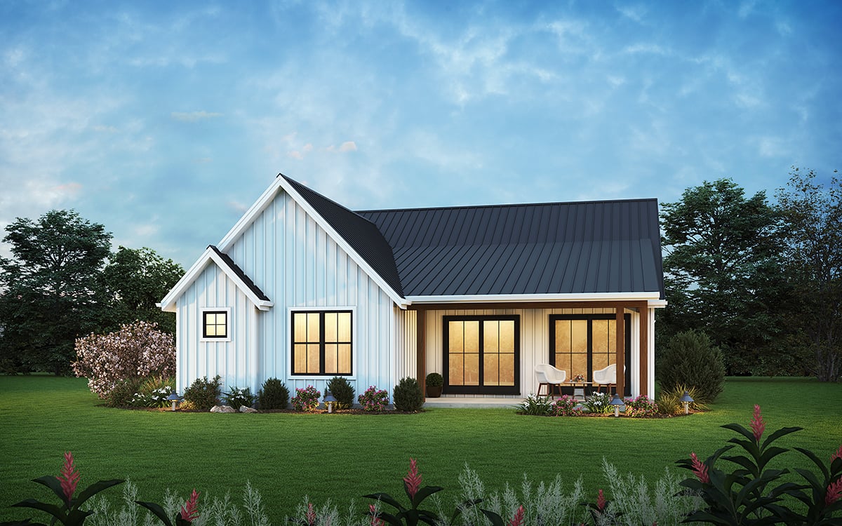 Country Farmhouse Ranch Rear Elevation of Plan 81347