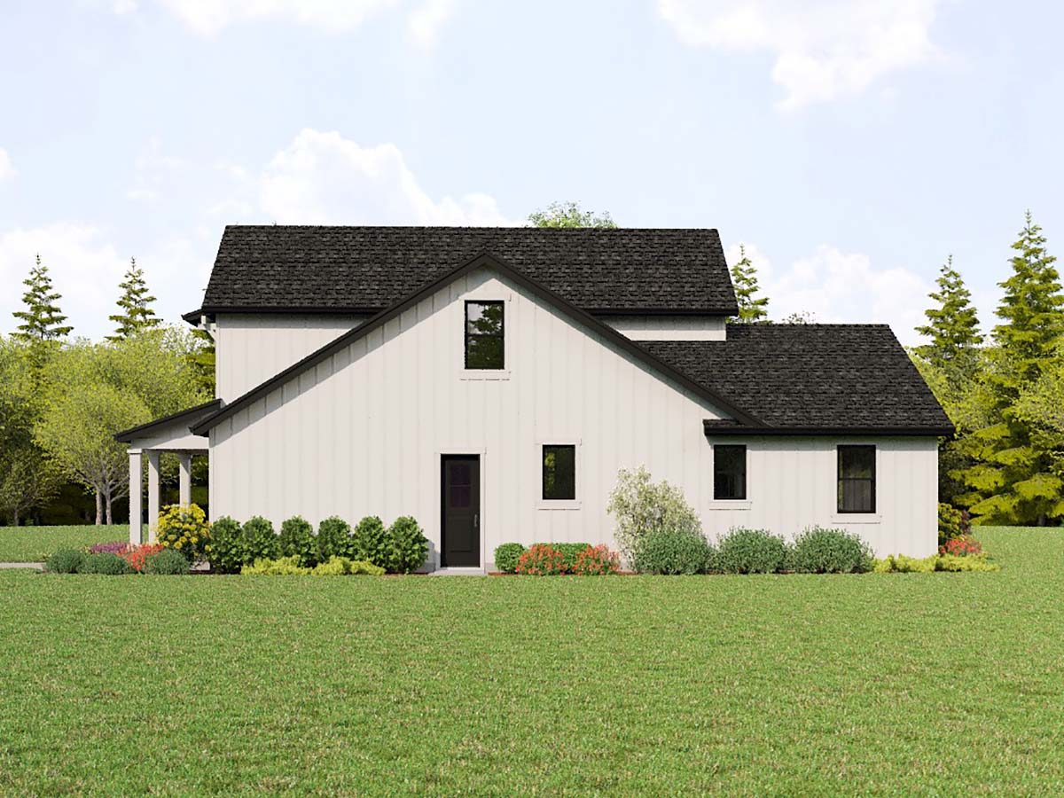 Farmhouse Plan with 1926 Sq. Ft., 4 Bedrooms, 3 Bathrooms, 1 Car Garage Picture 2