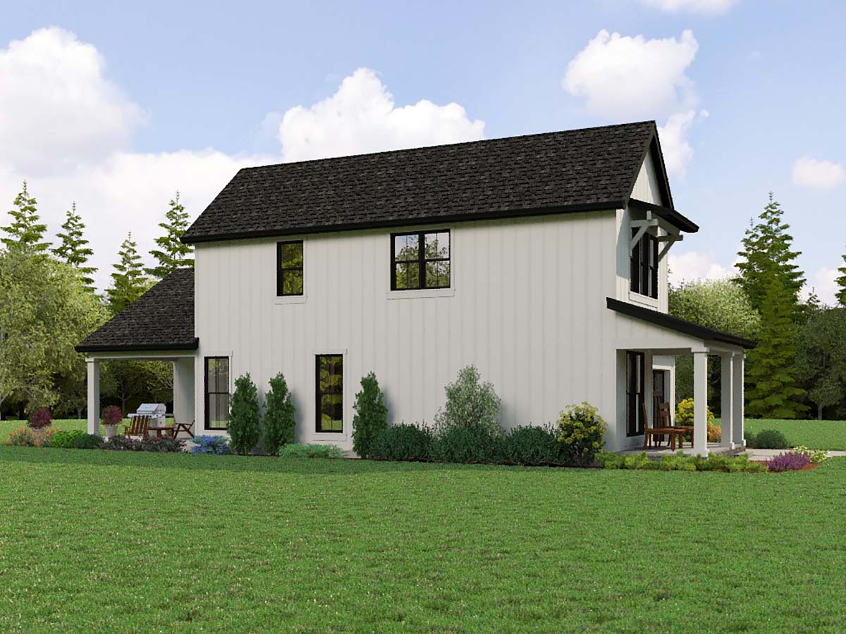 Farmhouse Plan with 1926 Sq. Ft., 4 Bedrooms, 3 Bathrooms, 1 Car Garage Picture 3