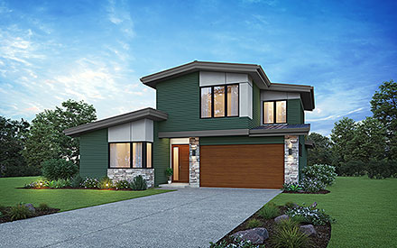 Contemporary Elevation of Plan 81362