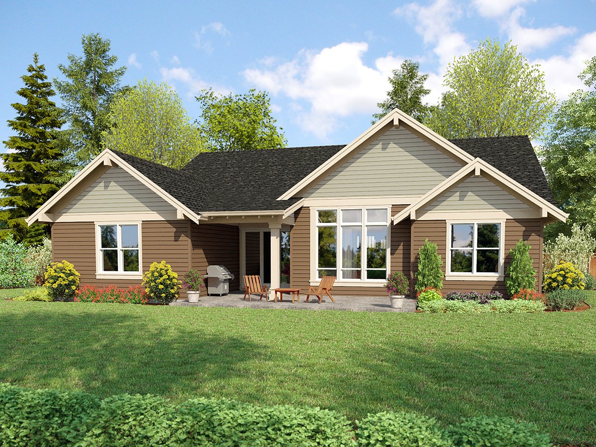 Cottage Craftsman Rear Elevation of Plan 81364