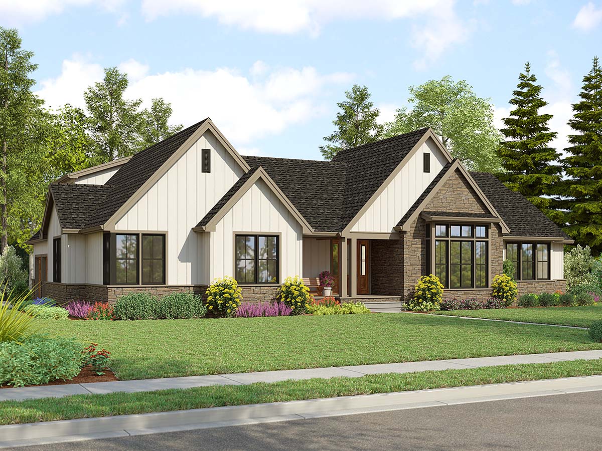 Plan 81370 | Farmhouse Plan with Feature Vaulted Great Room to Ou