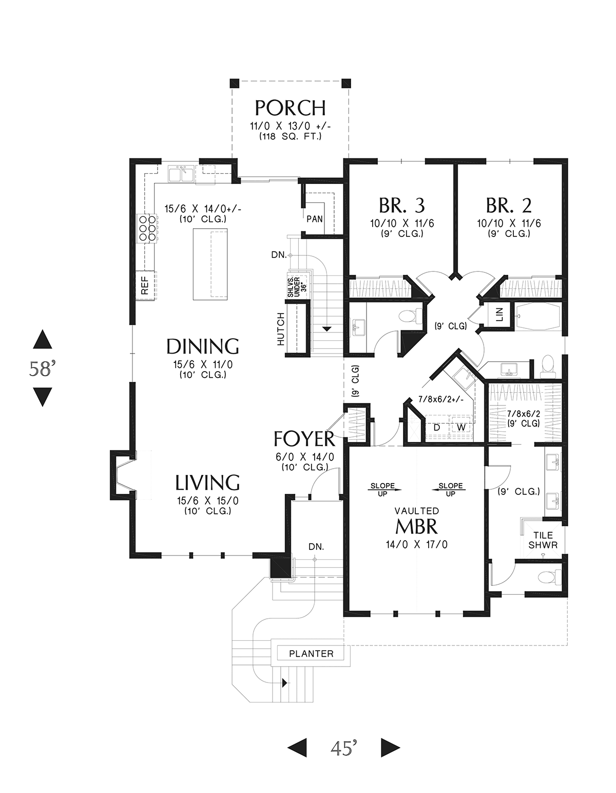 Craftsman Traditional Level One of Plan 81371