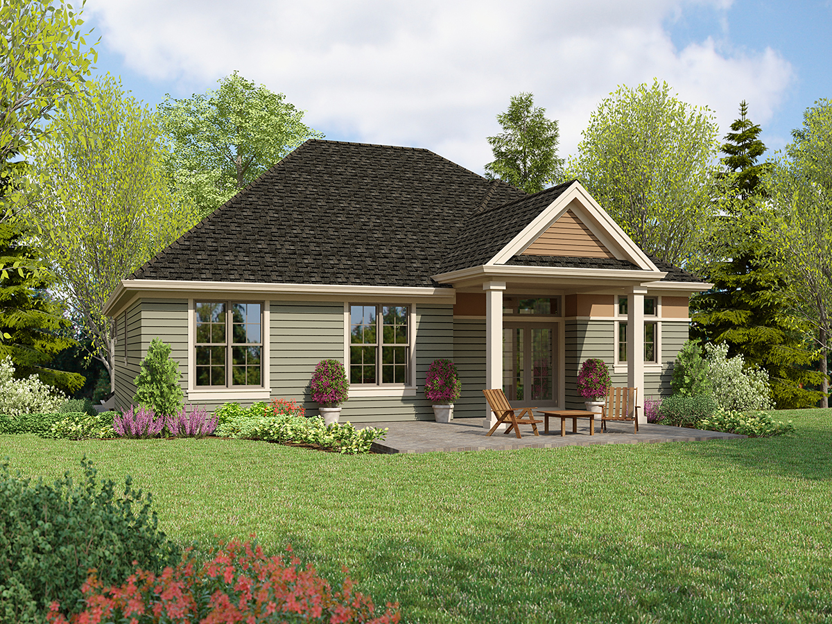 Craftsman Traditional Rear Elevation of Plan 81371