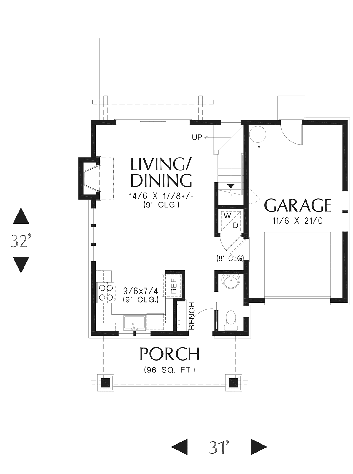 Cottage Craftsman Level One of Plan 81374