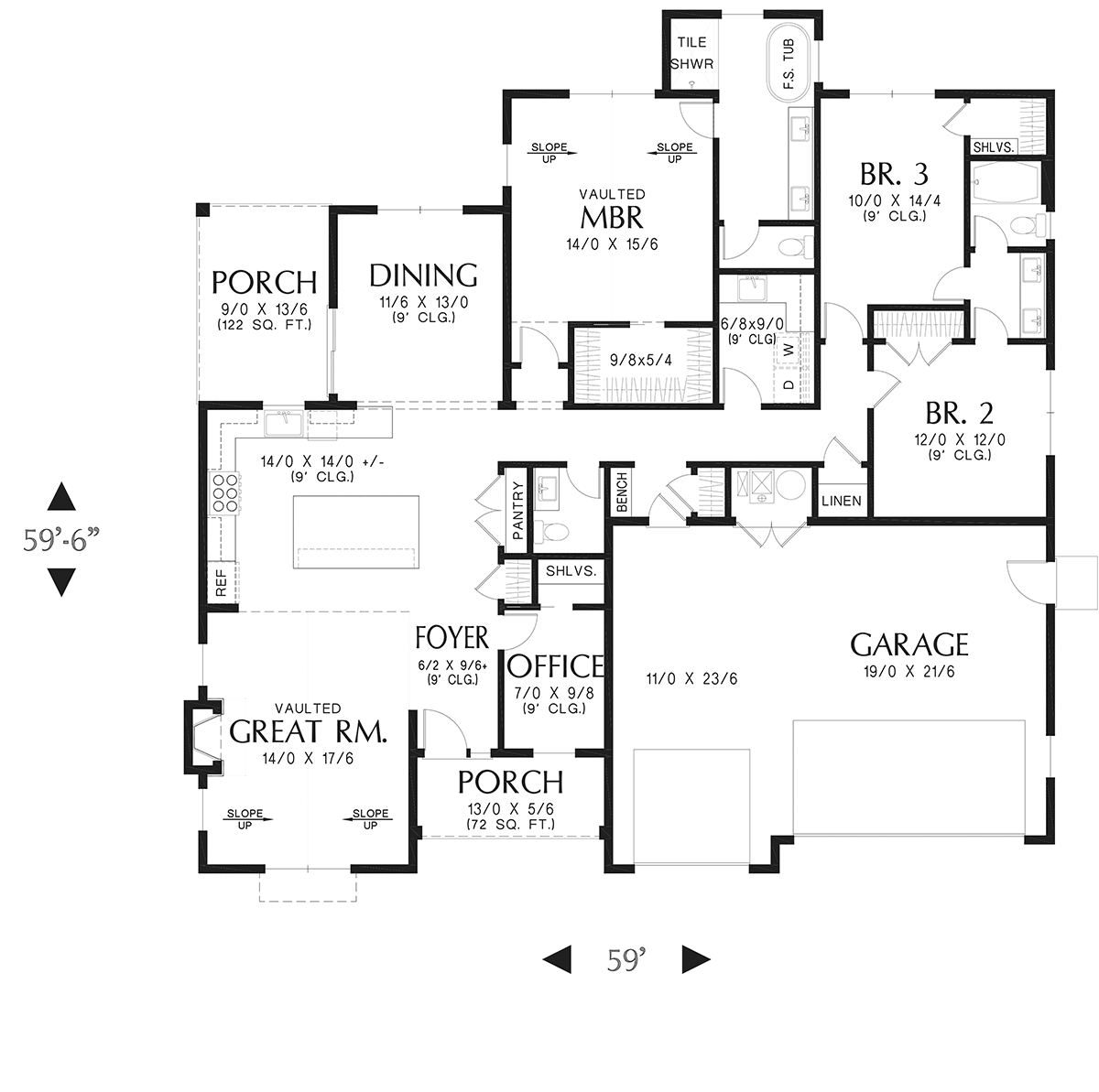 Farmhouse Ranch Level One of Plan 81378