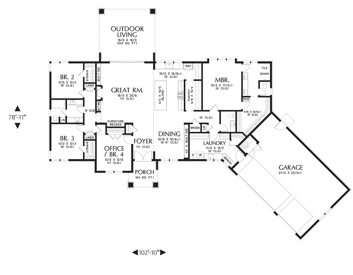 House Plan 81384 Level One