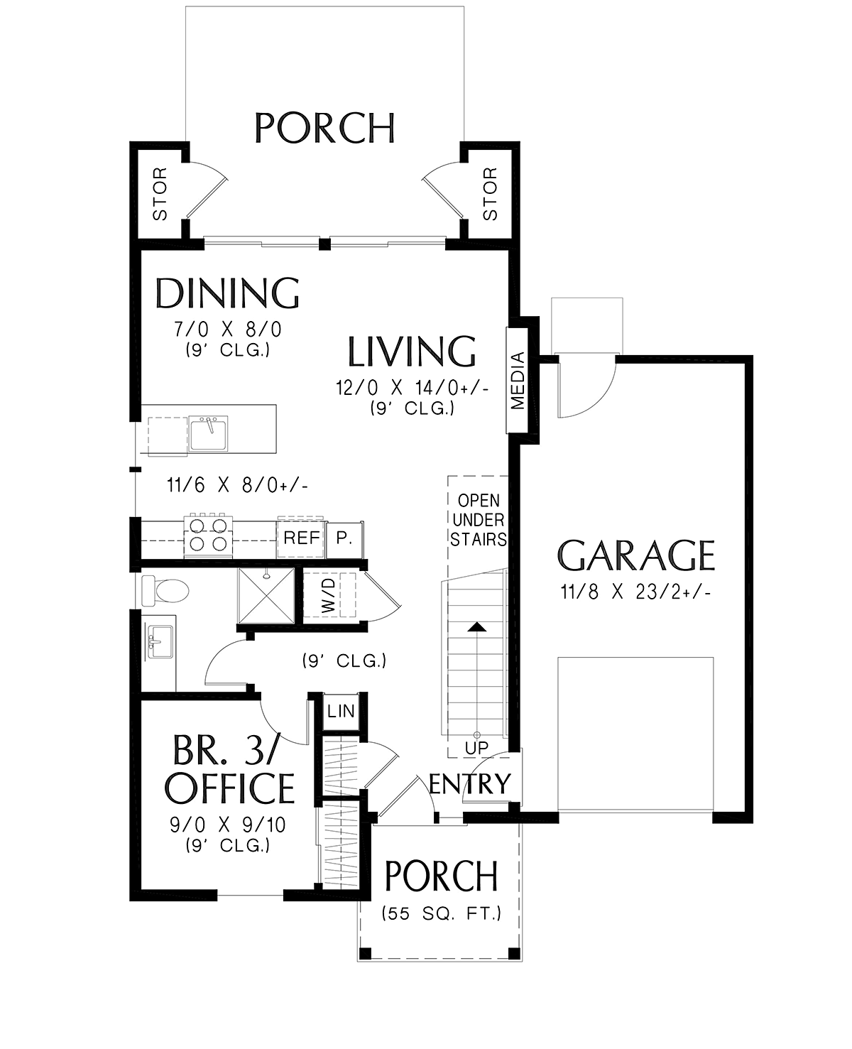 Cottage Farmhouse New American Style Alternate Level One of Plan 81385