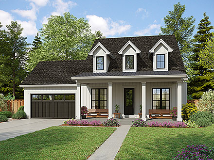 Cape Cod Cottage Country Farmhouse Elevation of Plan 81388