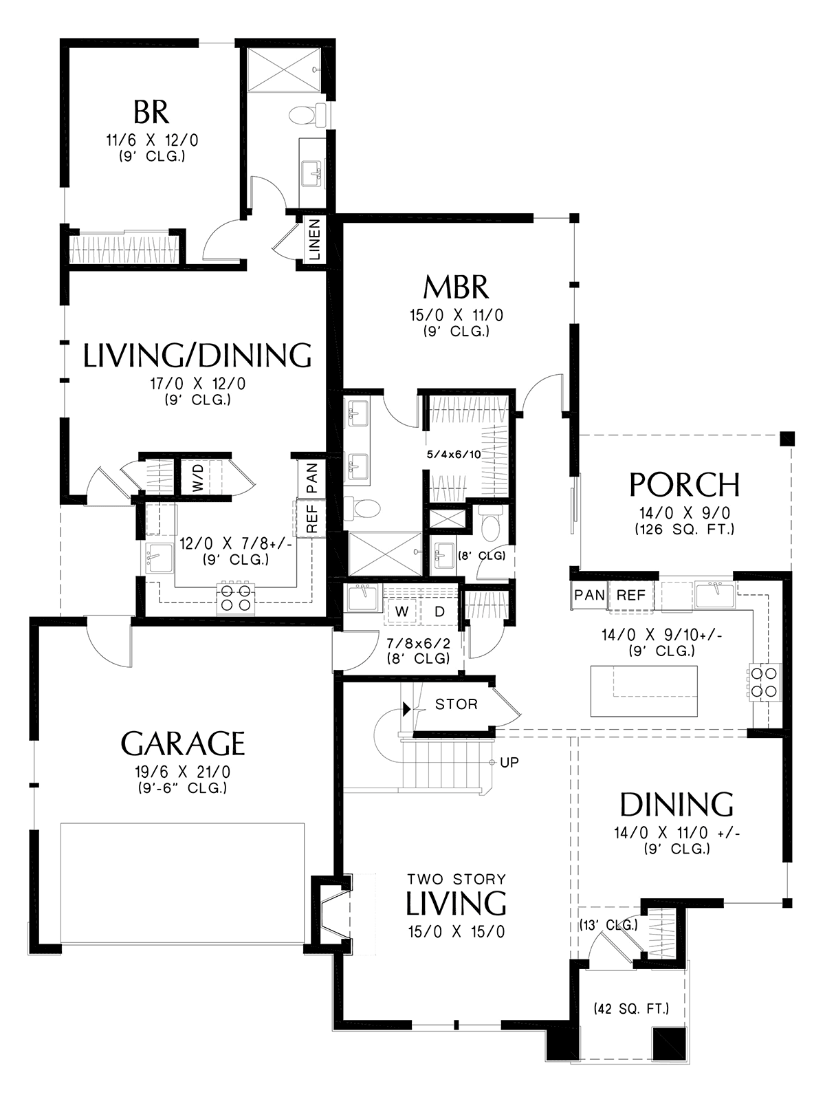 Contemporary Modern Prairie Style Level One of Plan 81389