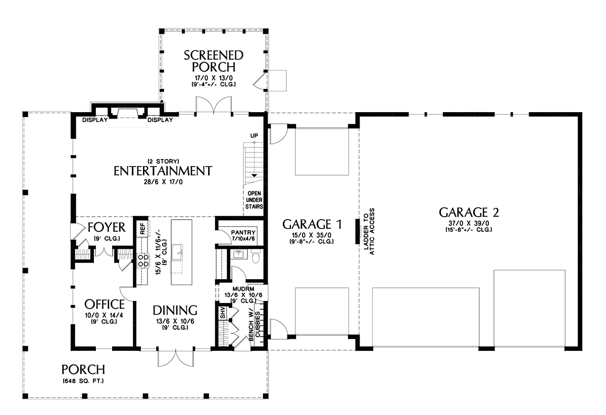 Barndominium Level One of Plan 81391